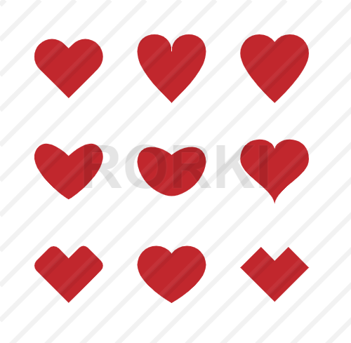 heart shapes, icon, vector, love valentine's day, symbol, cut out, red, set, gift, care, happiness, passion, flirting, romance, amour