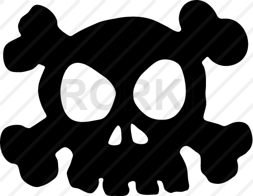 vector skull, crossbones, icon, design, sign, anatomy, cartoon, cut out, cutout, danger, dead, death, head, horror, human, face, spooky, vector, warning, symbol, poisonous, pirate, evil, fear, skeleton, halloween